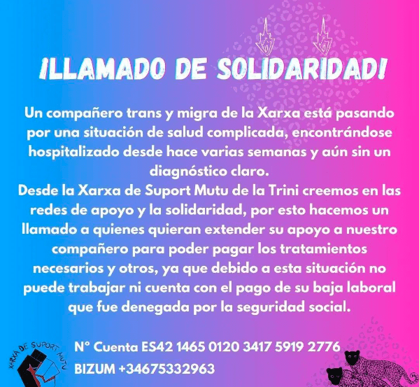 Crida de Solidaritat per un Company Trans i Migrant de la&nbsp;Xarxa
